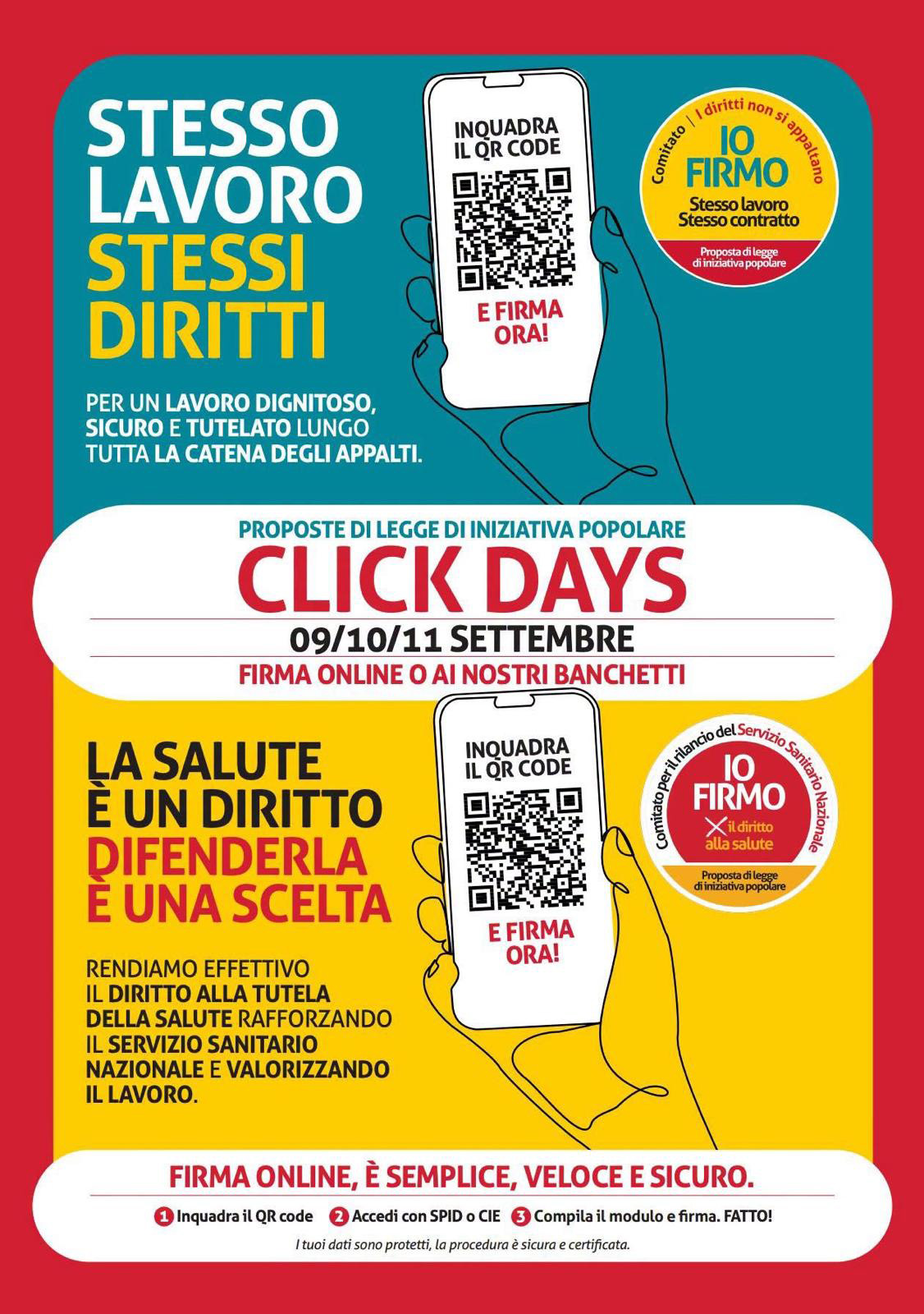 Locandina per il Click Days, la raccolati firme del 9, 10 e 11 settembre 2026